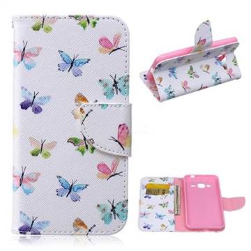 Colored Butterflies Leather Wallet Case for Samsung Galaxy J3 J320F J320P J320M