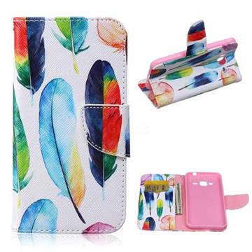 Colored Feather Leather Wallet Case for Samsung Galaxy J3 J320F J320P J320M