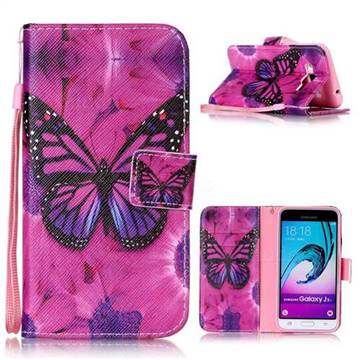Black Butterfly Leather Wallet Phone Case for Samsung Galaxy J3