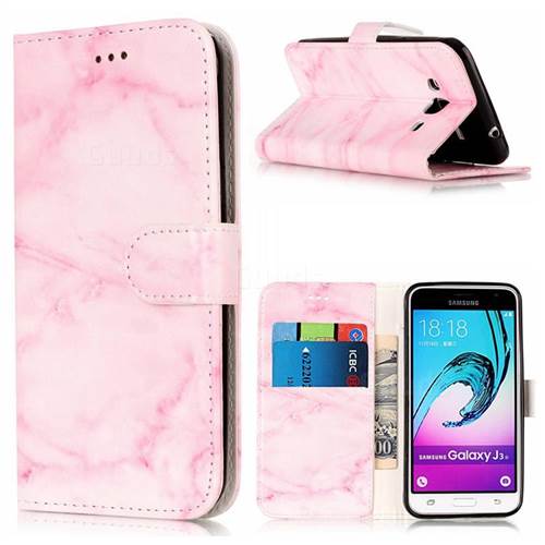 Pink Marble PU Leather Wallet Case for Samsung Galaxy J3 2016 J320