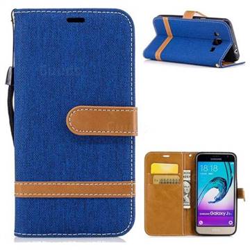 Jeans Cowboy Denim Leather Wallet Case for Samsung Galaxy J3 2016 J320 - Sapphire