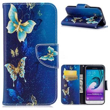 Golden Butterflies Leather Wallet Case for Samsung Galaxy J3 2016 J320