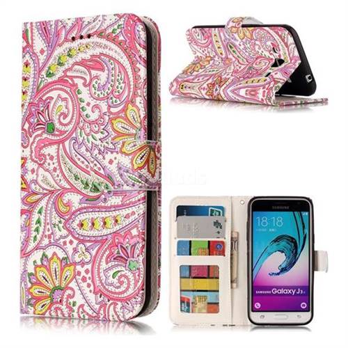 Pepper Flowers 3D Relief Oil PU Leather Wallet Case for Samsung Galaxy J3 2016 J320