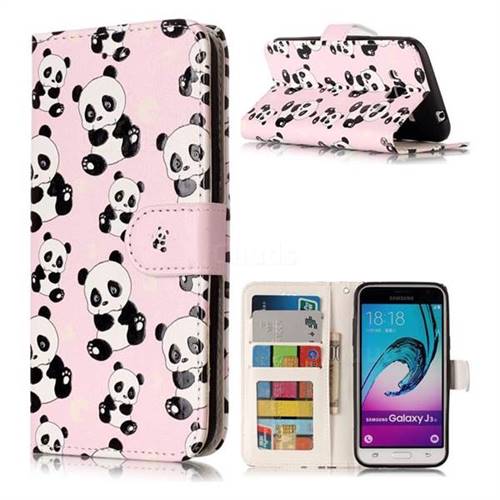 Cute Panda 3D Relief Oil PU Leather Wallet Case for Samsung Galaxy J3 2016 J320
