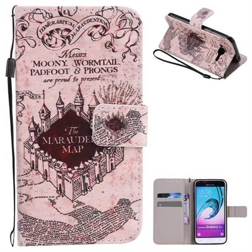 Castle The Marauders Map PU Leather Wallet Case for Samsung Galaxy J3 2016 J320