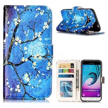 Plum Blossom 3D Relief Oil PU Leather Wallet Case for Samsung Galaxy J3 2016 J320