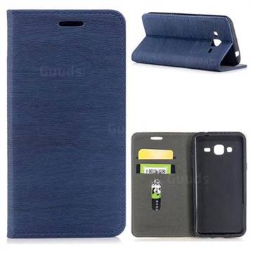 Tree Bark Pattern Automatic suction Leather Wallet Case for Samsung Galaxy J3 2016 J320 - Blue