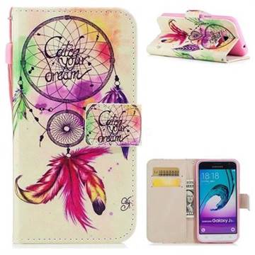 Feather Wind Chimes PU Leather Wallet Case for Samsung Galaxy J3 2016 J320