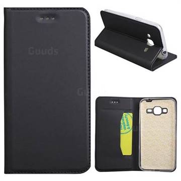 Ultra Slim Automatic Suction Leather Wallet Case for Samsung Galaxy J3 2016 J320 - Black