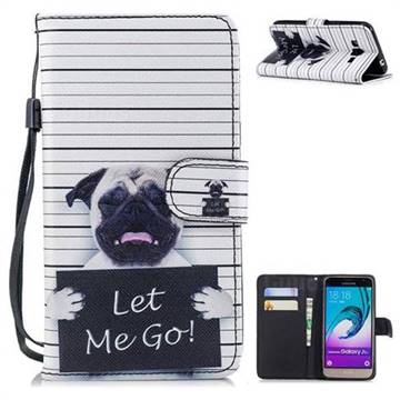 Prison Dog Painting Leather Wallet Phone Case for Samsung Galaxy J3 2016 J320