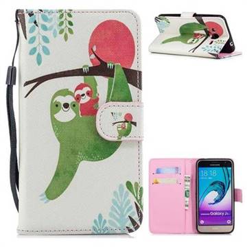 Twig Monkey Painting Leather Wallet Phone Case for Samsung Galaxy J3 2016 J320