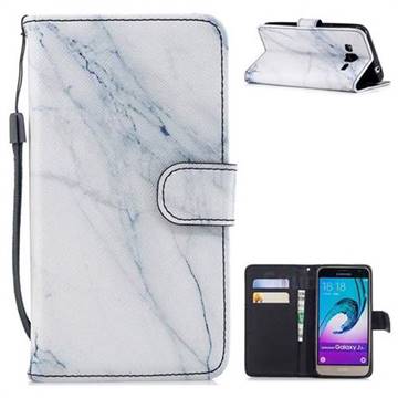 White Marble Painting Leather Wallet Phone Case for Samsung Galaxy J3 2016 J320