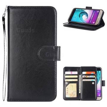 9 Card Photo Frame Smooth PU Leather Wallet Phone Case for Samsung Galaxy J3 2016 J320 - Black