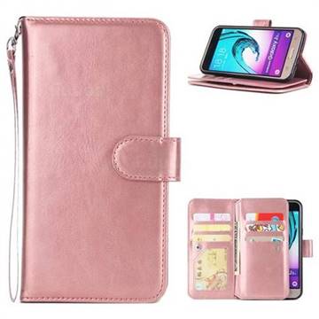 9 Card Photo Frame Smooth PU Leather Wallet Phone Case for Samsung Galaxy J3 2016 J320 - Rose Gold