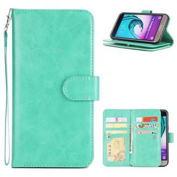 9 Card Photo Frame Smooth PU Leather Wallet Phone Case for Samsung Galaxy J3 2016 J320 - Mint Green