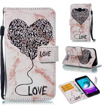 Marble Heart PU Leather Wallet Phone Case for Samsung Galaxy J3 2016 J320 - Purple