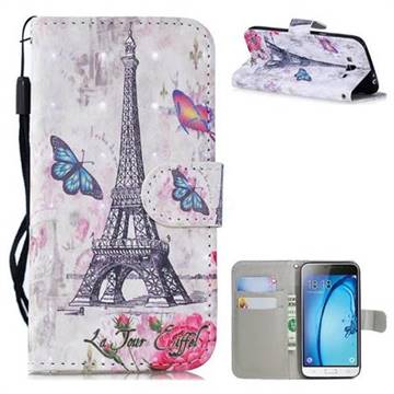 Paris Tower 3D Painted Leather Wallet Phone Case for Samsung Galaxy J3 2016 J320