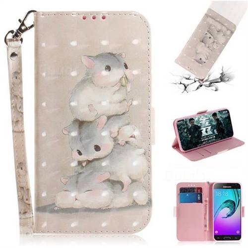 Three Squirrels 3D Painted Leather Wallet Phone Case for Samsung Galaxy J3 2016 J320