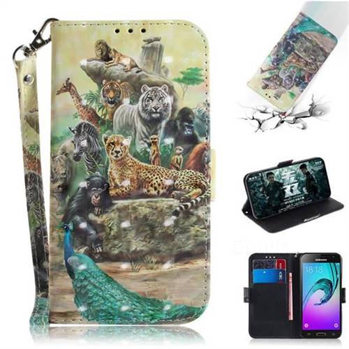 Beast Zoo 3D Painted Leather Wallet Phone Case for Samsung Galaxy J3 2016 J320