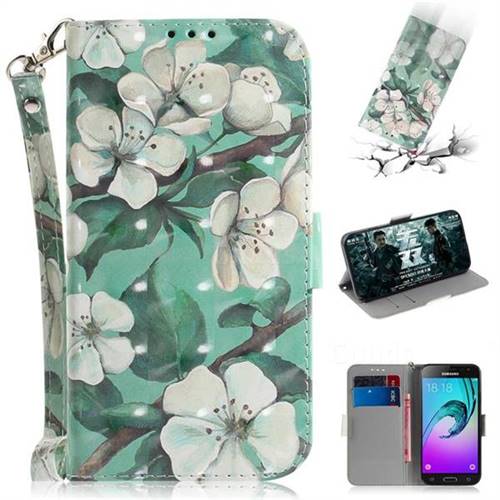 Watercolor Flower 3D Painted Leather Wallet Phone Case for Samsung Galaxy J3 2016 J320