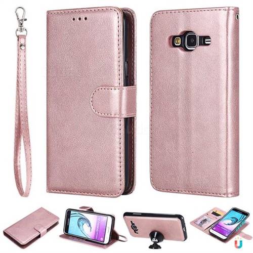 Retro Greek Detachable Magnetic PU Leather Wallet Phone Case for Samsung Galaxy J3 2016 J320 - Rose Gold