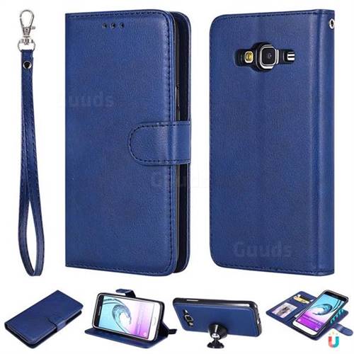 Retro Greek Detachable Magnetic PU Leather Wallet Phone Case for Samsung Galaxy J3 2016 J320 - Blue