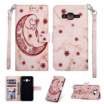 Moon Flower Marble Leather Wallet Phone Case for Samsung Galaxy J3 2016 J320 - Pink