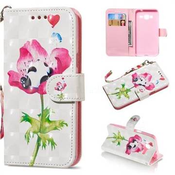Flower Panda 3D Painted Leather Wallet Phone Case for Samsung Galaxy J3 2016 J320