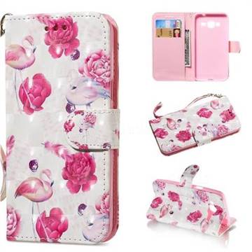 Flamingo 3D Painted Leather Wallet Phone Case for Samsung Galaxy J3 2016 J320