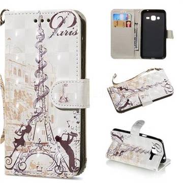 Tower Couple 3D Painted Leather Wallet Phone Case for Samsung Galaxy J3 2016 J320