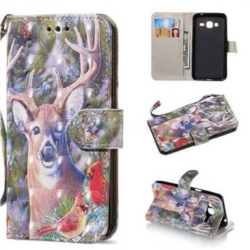 Elk Deer 3D Painted Leather Wallet Phone Case for Samsung Galaxy J3 2016 J320