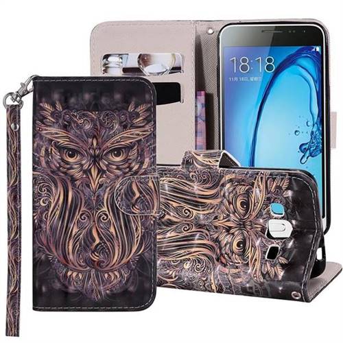 Tribal Owl 3D Painted Leather Phone Wallet Case Cover for Samsung Galaxy J3 2016 J320