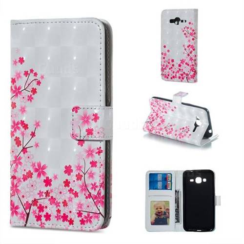 Cherry Blossom 3D Painted Leather Phone Wallet Case for Samsung Galaxy J3 2016 J320