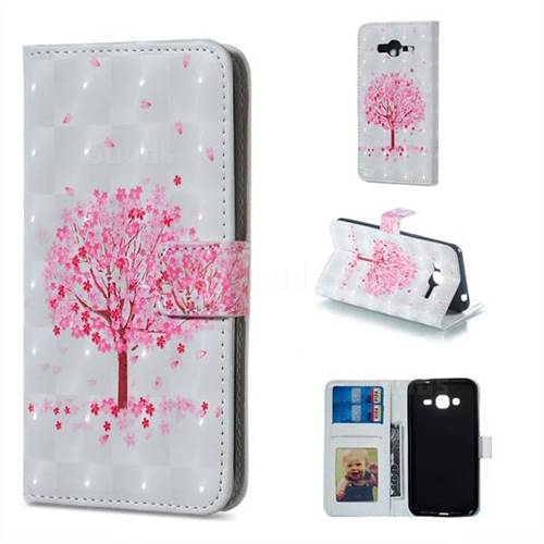 Sakura Flower Tree 3D Painted Leather Phone Wallet Case for Samsung Galaxy J3 2016 J320