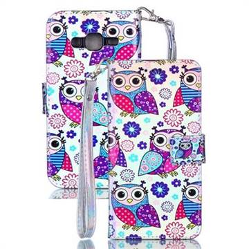 Happy Owl Blue Ray Light PU Leather Wallet Case for Samsung Galaxy J3 2016 J320