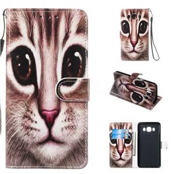 Coffe Cat Smooth Leather Phone Wallet Case for Samsung Galaxy J3 2016 J320