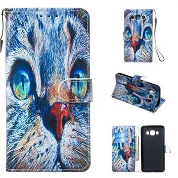 Blue Cat Smooth Leather Phone Wallet Case for Samsung Galaxy J3 2016 J320