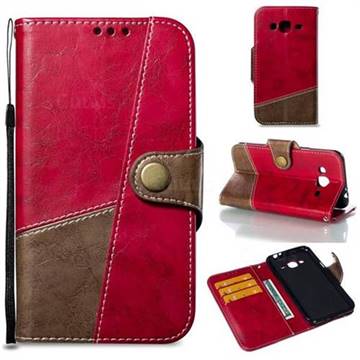 Retro Magnetic Stitching Wallet Flip Cover for Samsung Galaxy J3 2016 J320 - Rose Red