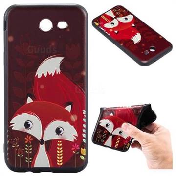 Red Fox 3D Embossed Relief Black TPU Back Cover for Samsung Galaxy J3 2017 Emerge US Edition
