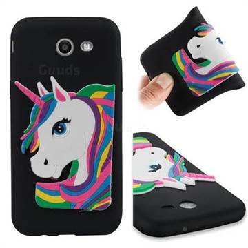 Rainbow Unicorn Soft 3D Silicone Case for Samsung Galaxy J3 2017 Emerge US Edition - Black