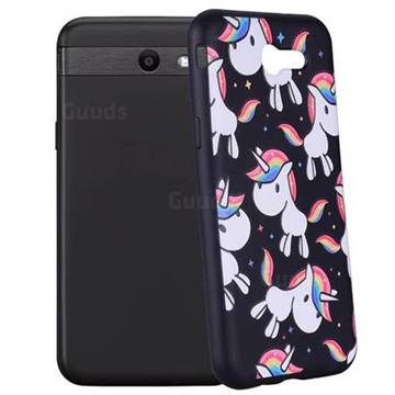 Rainbow Unicorn 3D Embossed Relief Black Soft Back Cover for Samsung Galaxy J3 2017 Emerge US Edition