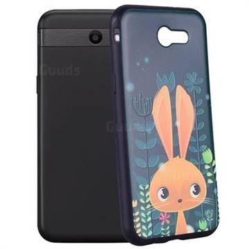 Cute Rabbit 3D Embossed Relief Black Soft Back Cover for Samsung Galaxy J3 2017 Emerge US Edition