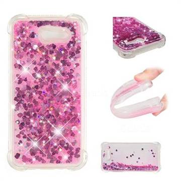 Dynamic Liquid Glitter Sand Quicksand TPU Case for Samsung Galaxy J3 2017 Emerge US Edition - Pink Love Heart