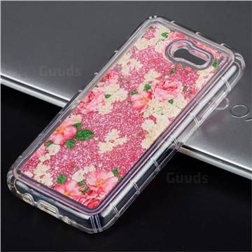 Rose Flower Glassy Glitter Quicksand Dynamic Liquid Soft Phone Case for Samsung Galaxy J3 2017 Emerge US Edition