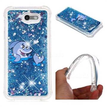 Happy Dolphin Dynamic Liquid Glitter Sand Quicksand Star TPU Case for Samsung Galaxy J3 2017 Emerge US Edition