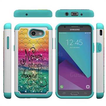 Colorful Dream Catcher Studded Rhinestone Bling Diamond Shock Absorbing Hybrid Defender Rugged Phone Case Cover for Samsung Galaxy J3 2017 Emerge US Edition