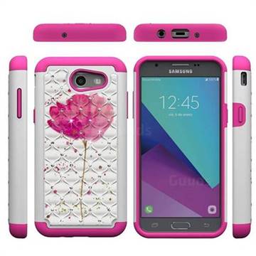 Watercolor Studded Rhinestone Bling Diamond Shock Absorbing Hybrid Defender Rugged Phone Case Cover for Samsung Galaxy J3 2017 Emerge US Edition