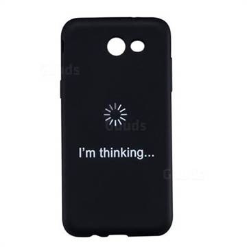 Thinking Stick Figure Matte Black TPU Phone Cover for Samsung Galaxy J3 2017 Emerge US Edition