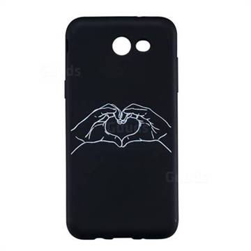 Heart Hand Stick Figure Matte Black TPU Phone Cover for Samsung Galaxy J3 2017 Emerge US Edition