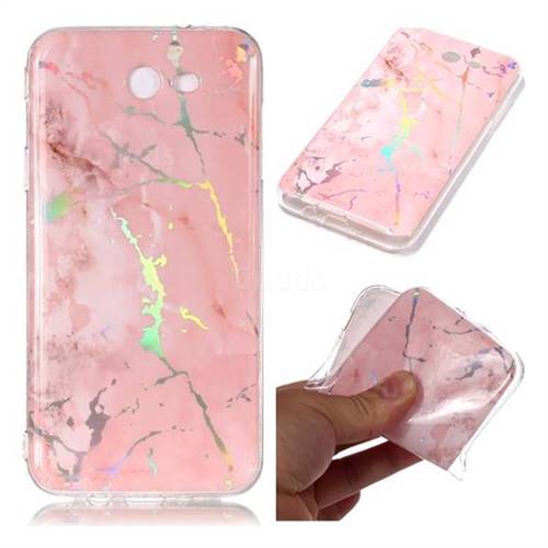 Powder Pink Marble Pattern Bright Color Laser Soft TPU Case for Samsung Galaxy J3 2017 Emerge US Edition